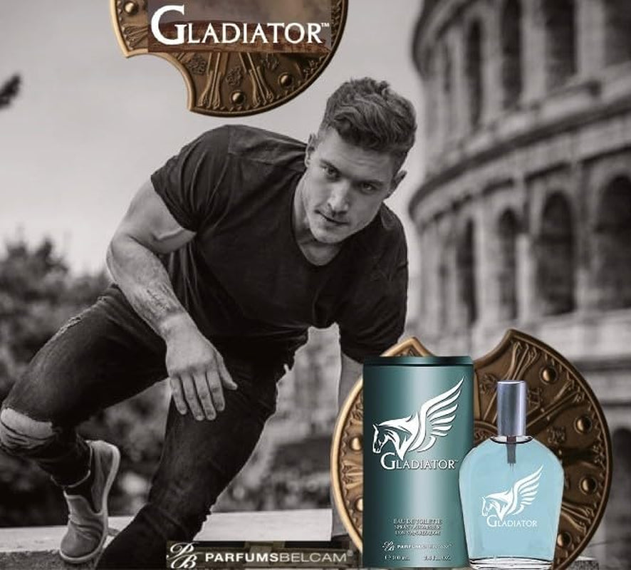 Gladiator Eau De Toilette Spray for Men, Long-Lasting Woody and Sexy Cologne, Masculine Scent, Iconic Fragrance Inspired by Designer Perfumes, 3.4 Fl.Oz., Premium Mens Cologne