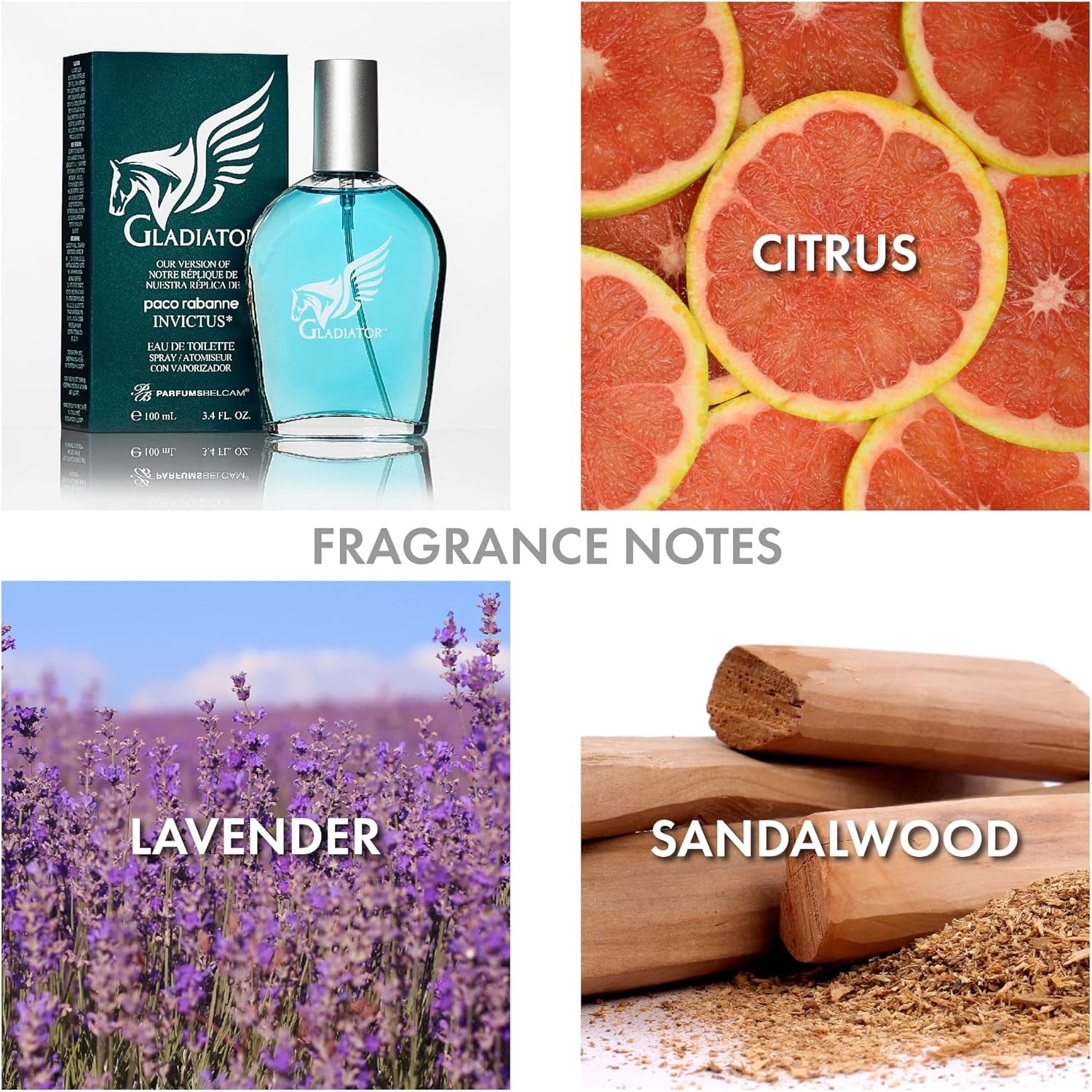 Gladiator Eau De Toilette Spray for Men, Long-Lasting Woody and Sexy Cologne, Masculine Scent, Iconic Fragrance Inspired by Designer Perfumes, 3.4 Fl.Oz., Premium Mens Cologne
