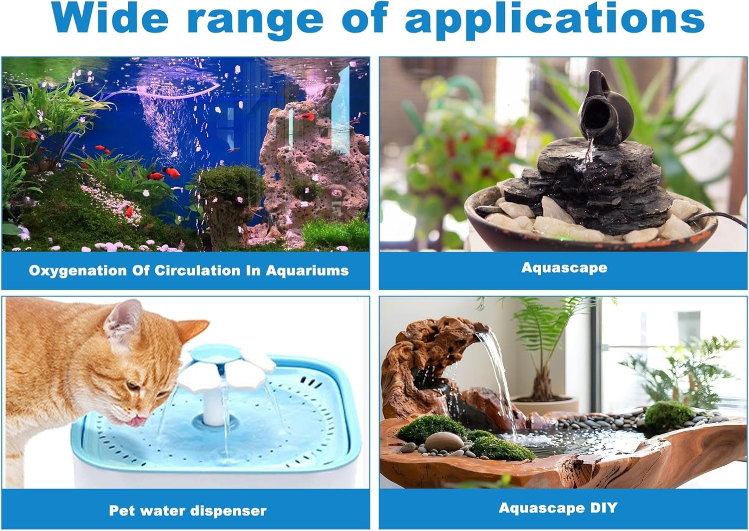 Super Quiet Replacement Pump for Cat Water Fountain with Adjustable Water, Universal Compatible Pet Water Fountain Pump