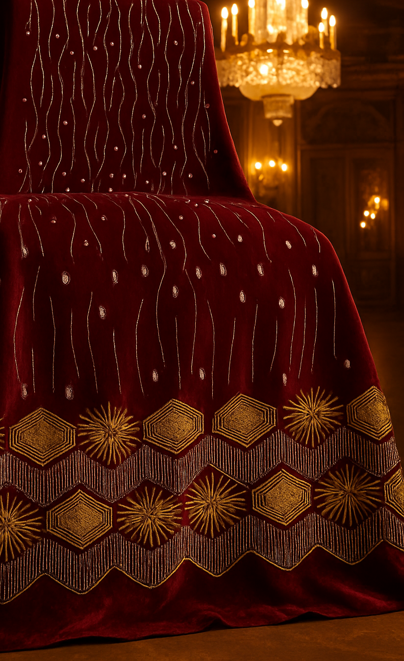 Royal Red Velvet – Gold Embroidered Elegance - Mohammad collection