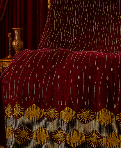 Royal Red Velvet – Gold Embroidered Elegance - Mohammad collection