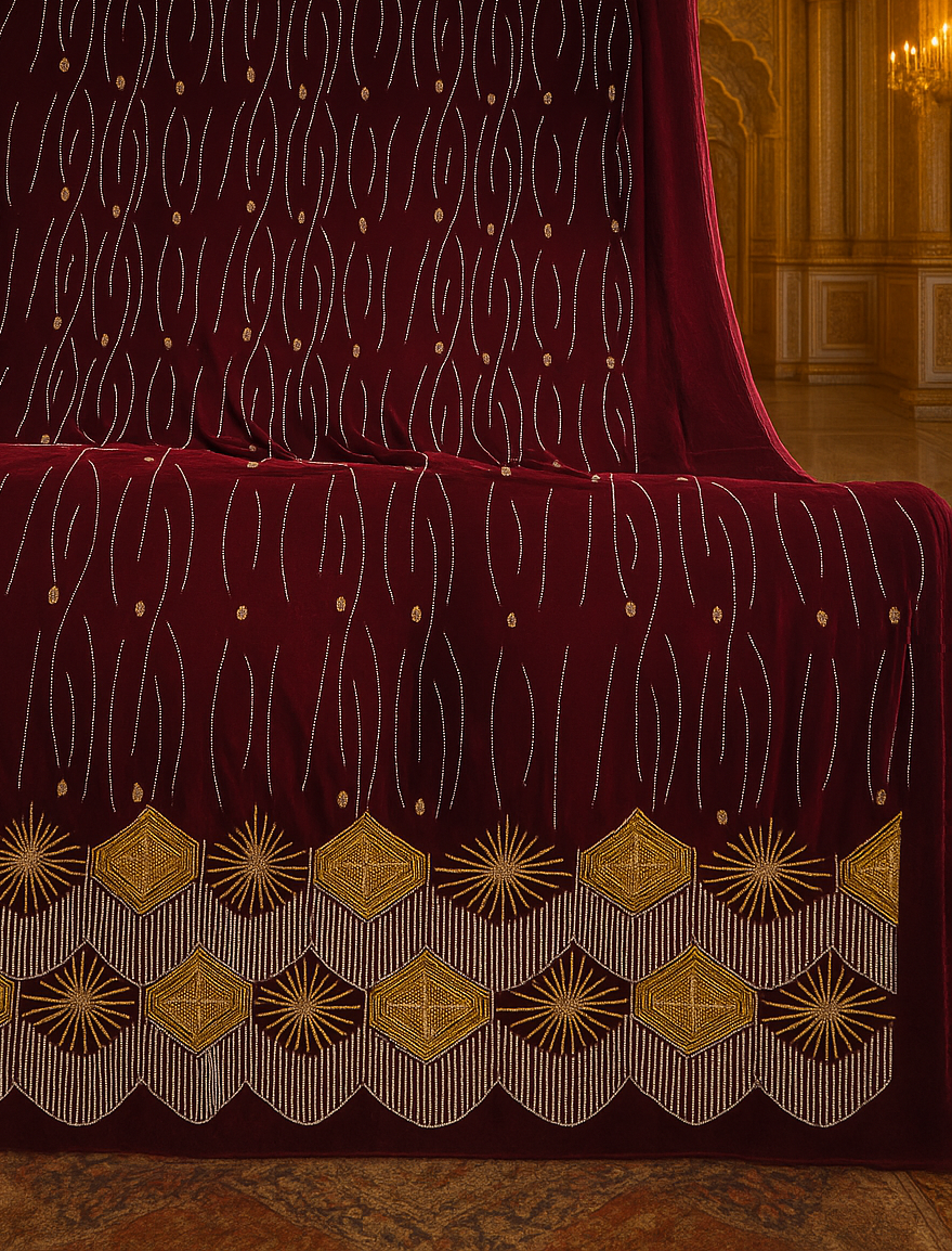 Royal Red Velvet – Gold Embroidered Elegance - Mohammad collection