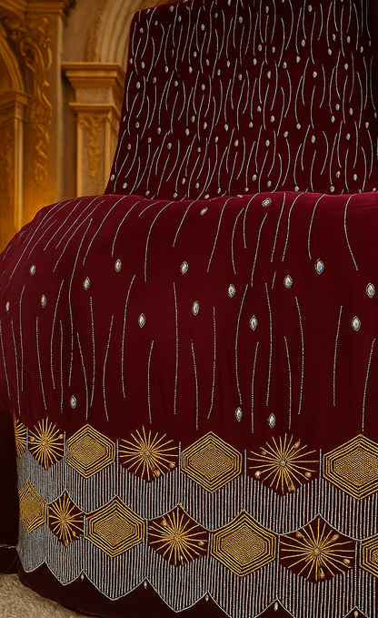 Royal Red Velvet – Gold Embroidered Elegance - Mohammad collection