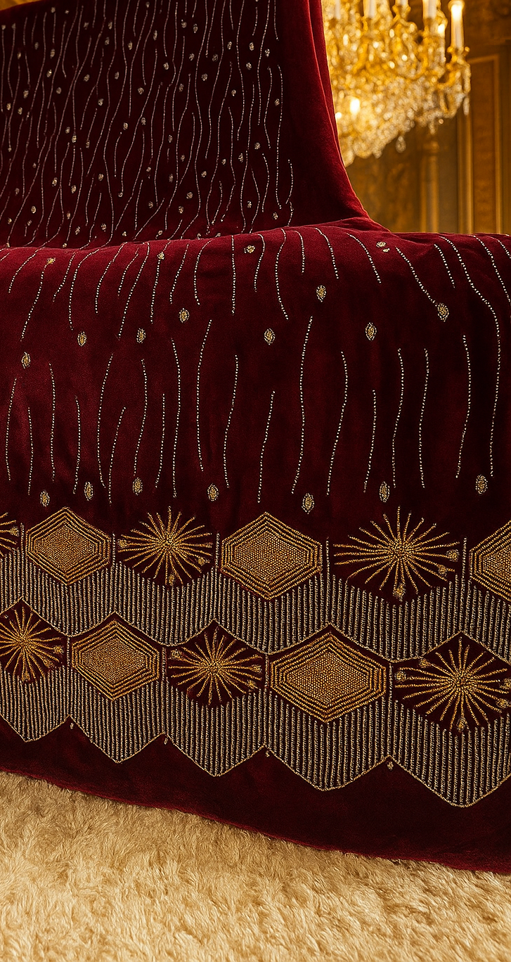 Royal Red Velvet – Gold Embroidered Elegance - Mohammad collection