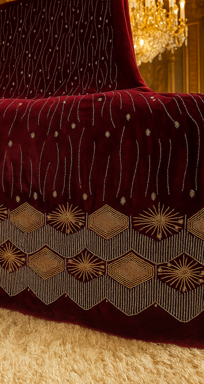 Royal Red Velvet – Gold Embroidered Elegance - Mohammad collection