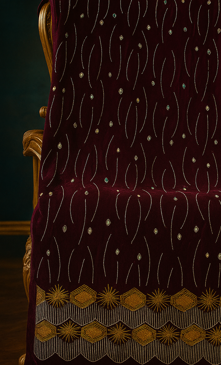 Royal Red Velvet – Gold Embroidered Elegance - Mohammad collection