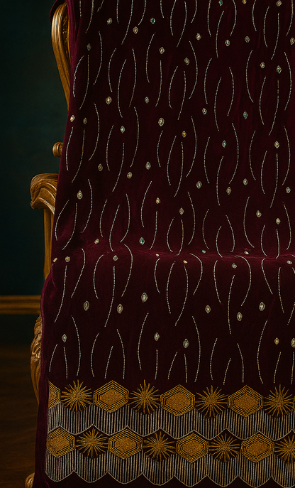 Royal Red Velvet – Gold Embroidered Elegance - Mohammad collection