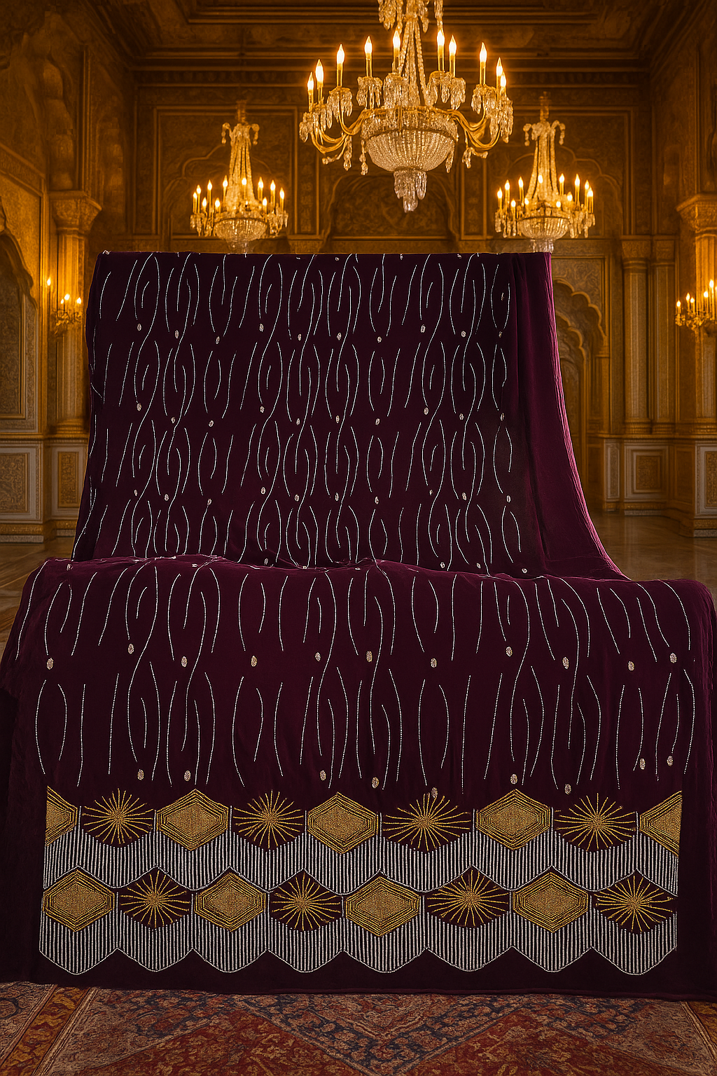 Royal Red Velvet – Gold Embroidered Elegance - Mohammad collection