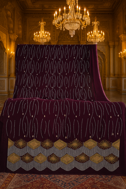 Royal Red Velvet – Gold Embroidered Elegance - Mohammad collection
