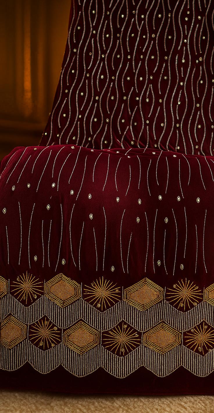 Royal Red Velvet – Gold Embroidered Elegance - Mohammad collection