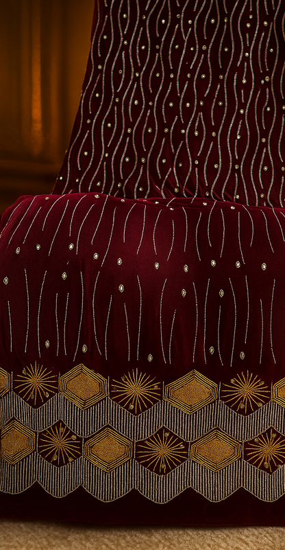 Royal Red Velvet – Gold Embroidered Elegance - Mohammad collection