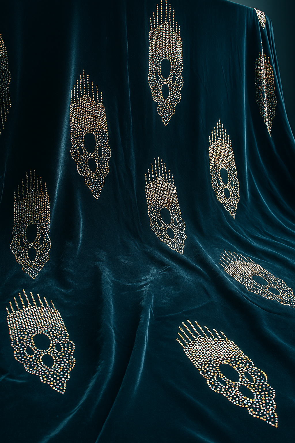 Twin Glamour – Midnight Black &amp; Ash Grey Velvet with Rhinestone Motifs - Mohammad collection
