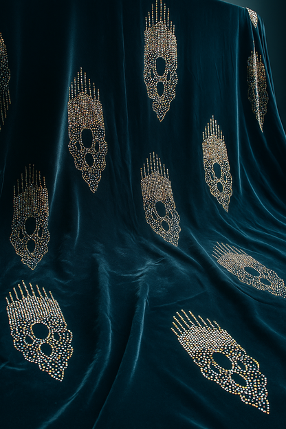 Twin Glamour – Midnight Black &amp; Ash Grey Velvet with Rhinestone Motifs - Mohammad collection