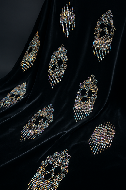 Twin Glamour – Midnight Black &amp; Ash Grey Velvet with Rhinestone Motifs - Mohammad collection
