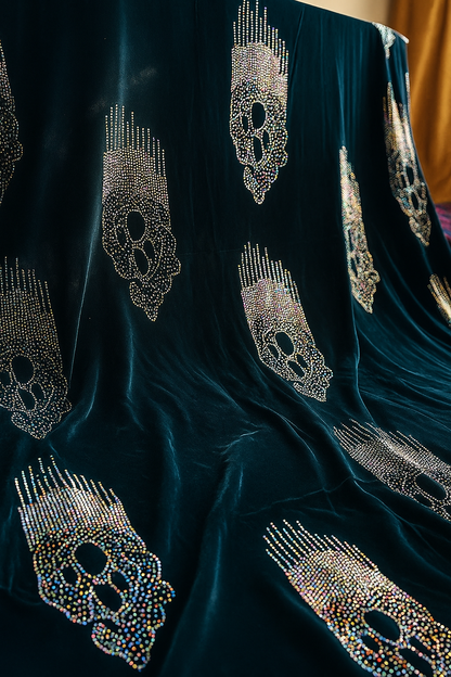 Twin Glamour – Midnight Black &amp; Ash Grey Velvet with Rhinestone Motifs - Mohammad collection