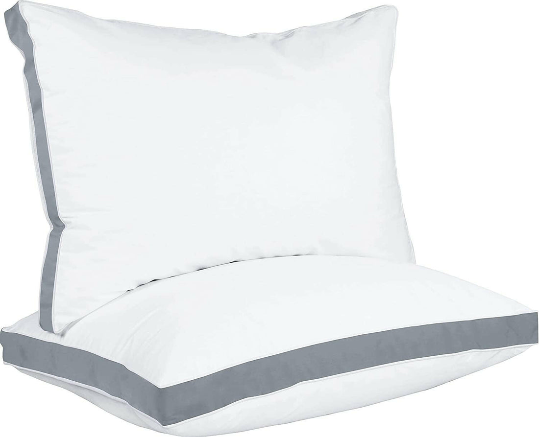 Bed Pillows for Sleeping Queen Size (Grey), Set of 2, Cooling Hotel Quality, Gusseted Pillow for Back, Stomach or Side Sleepers