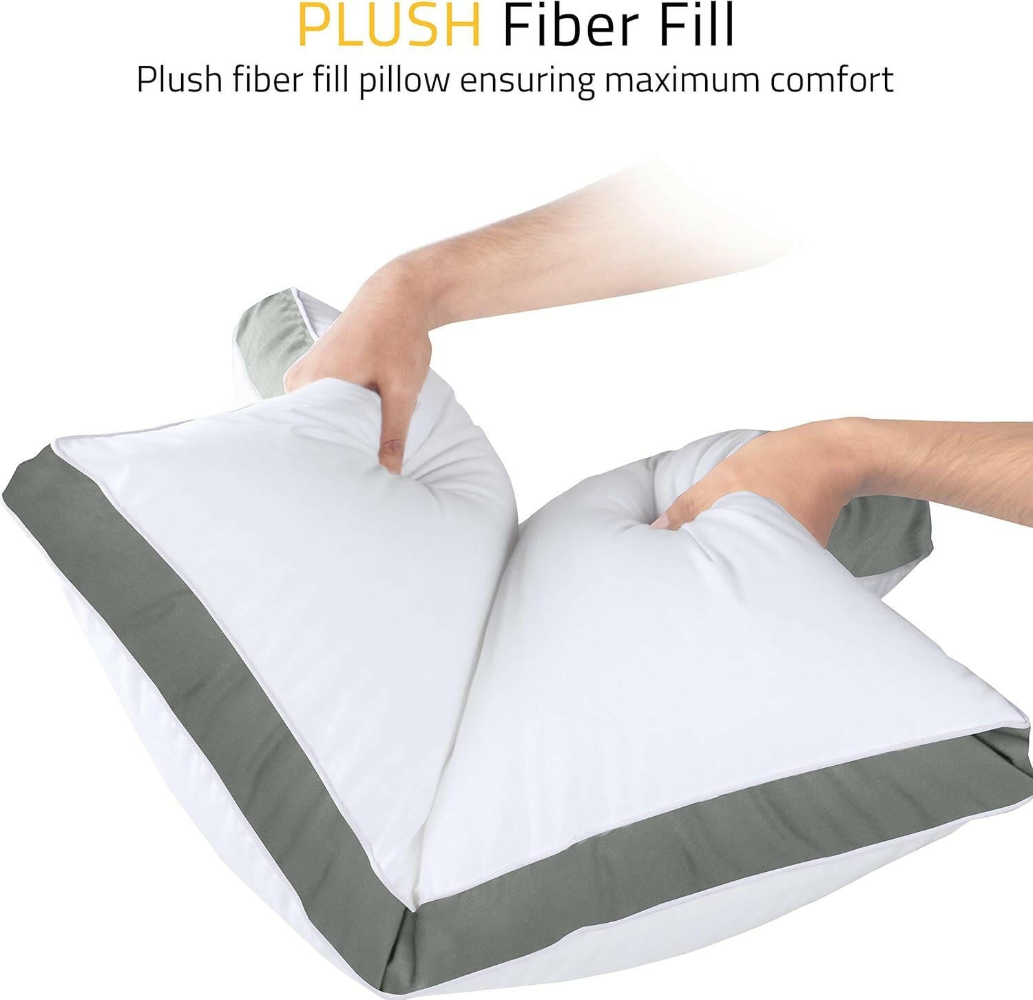Bed Pillows for Sleeping Queen Size (Grey), Set of 2, Cooling Hotel Quality, Gusseted Pillow for Back, Stomach or Side Sleepers