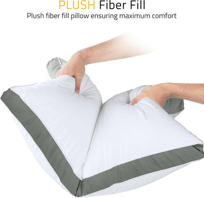 Bed Pillows for Sleeping Queen Size (Grey), Set of 2, Cooling Hotel Quality, Gusseted Pillow for Back, Stomach or Side Sleepers