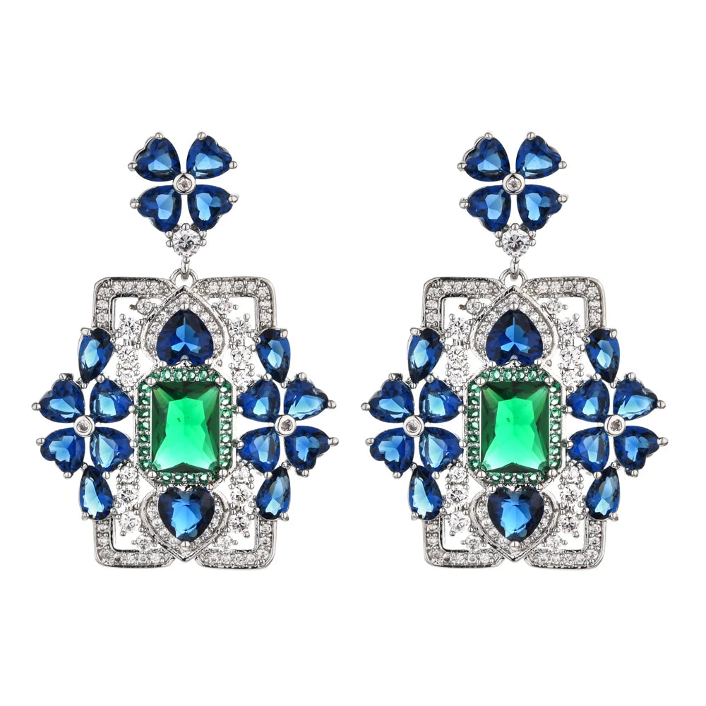 Dazzle Your Style with Royal Blue Heart-Shaped Zircon Earrings - Perfect for Stylish Girls and Elegant Women! Ideal Wedding Gift!