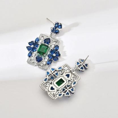 Dazzle Your Style with Royal Blue Heart-Shaped Zircon Earrings - Perfect for Stylish Girls and Elegant Women! Ideal Wedding Gift!