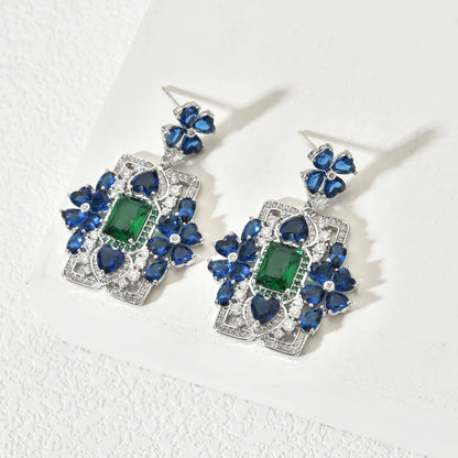 Dazzle Your Style with Royal Blue Heart-Shaped Zircon Earrings - Perfect for Stylish Girls and Elegant Women! Ideal Wedding Gift!