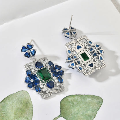 Dazzle Your Style with Royal Blue Heart-Shaped Zircon Earrings - Perfect for Stylish Girls and Elegant Women! Ideal Wedding Gift!
