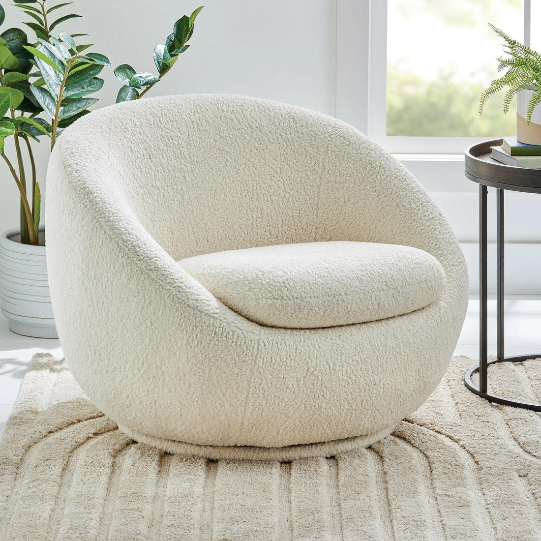 Mira Swivel Accent Chair, Cream