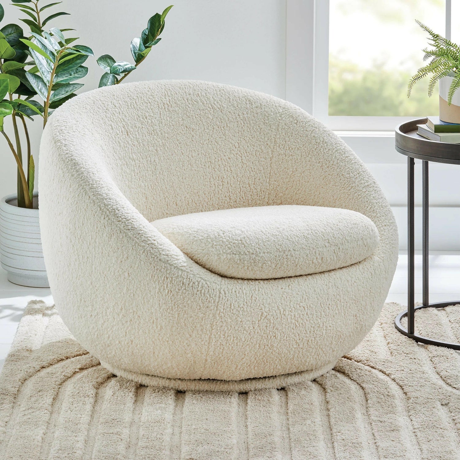 Mira Swivel Accent Chair, Cream