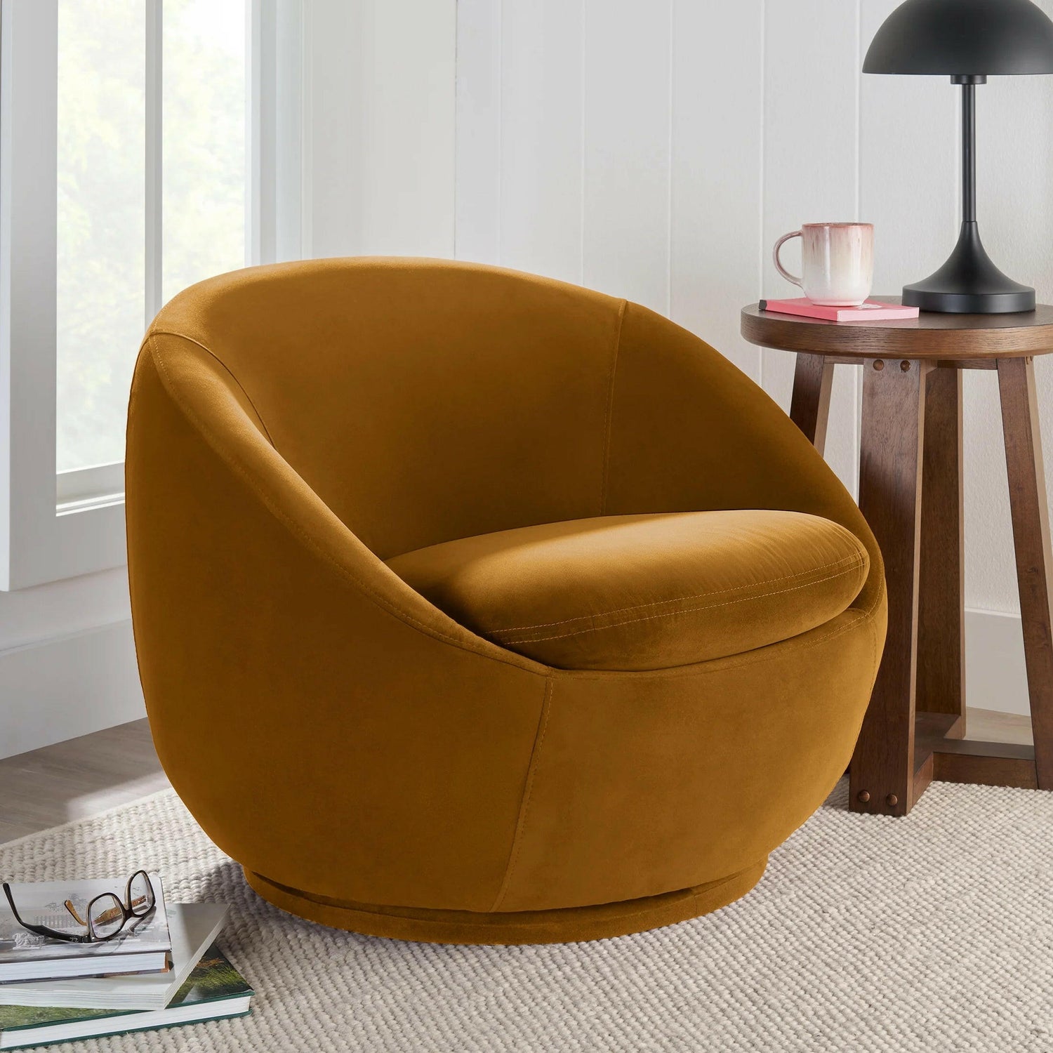 Mira Swivel Accent Chair, Cream