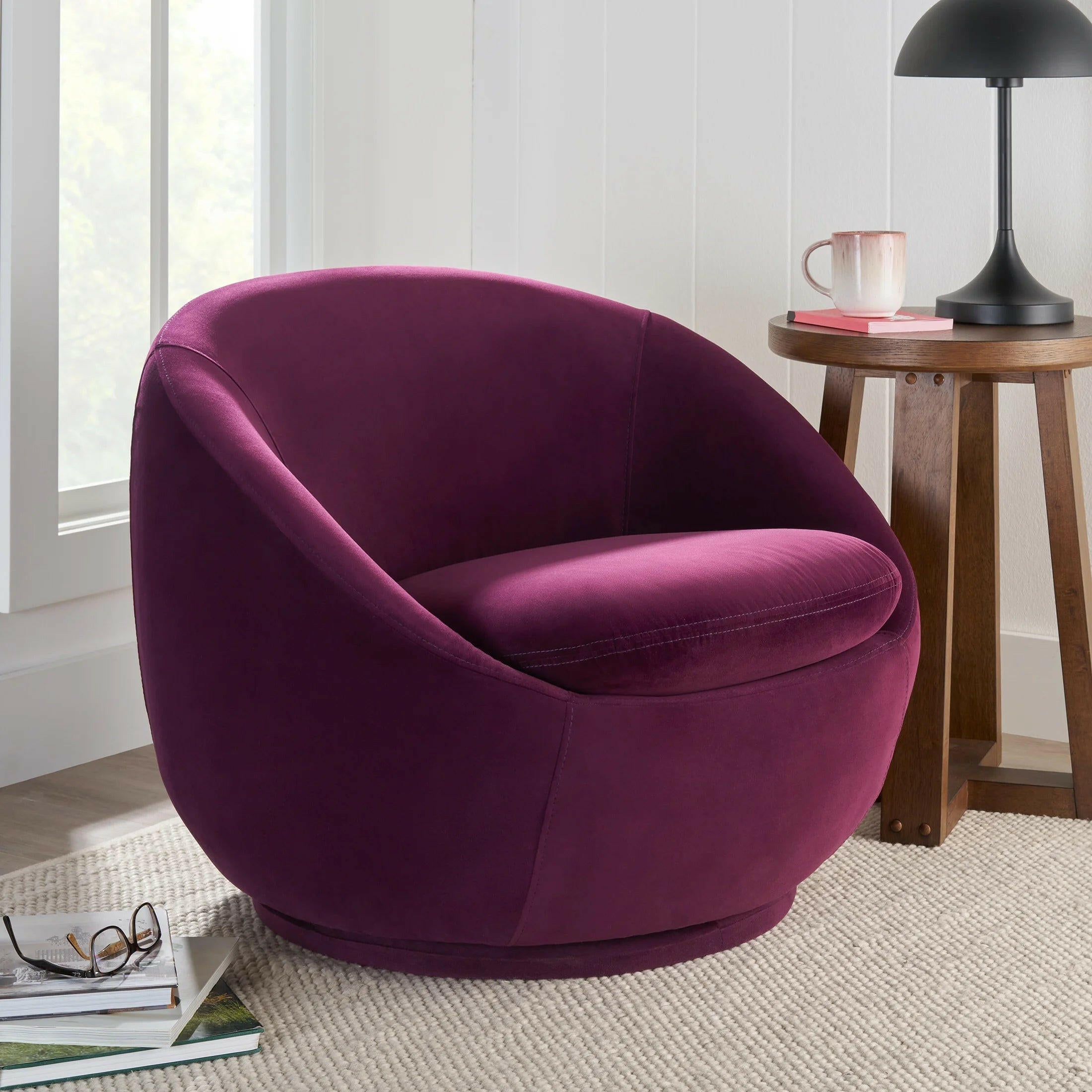 Mira Swivel Accent Chair, Cream