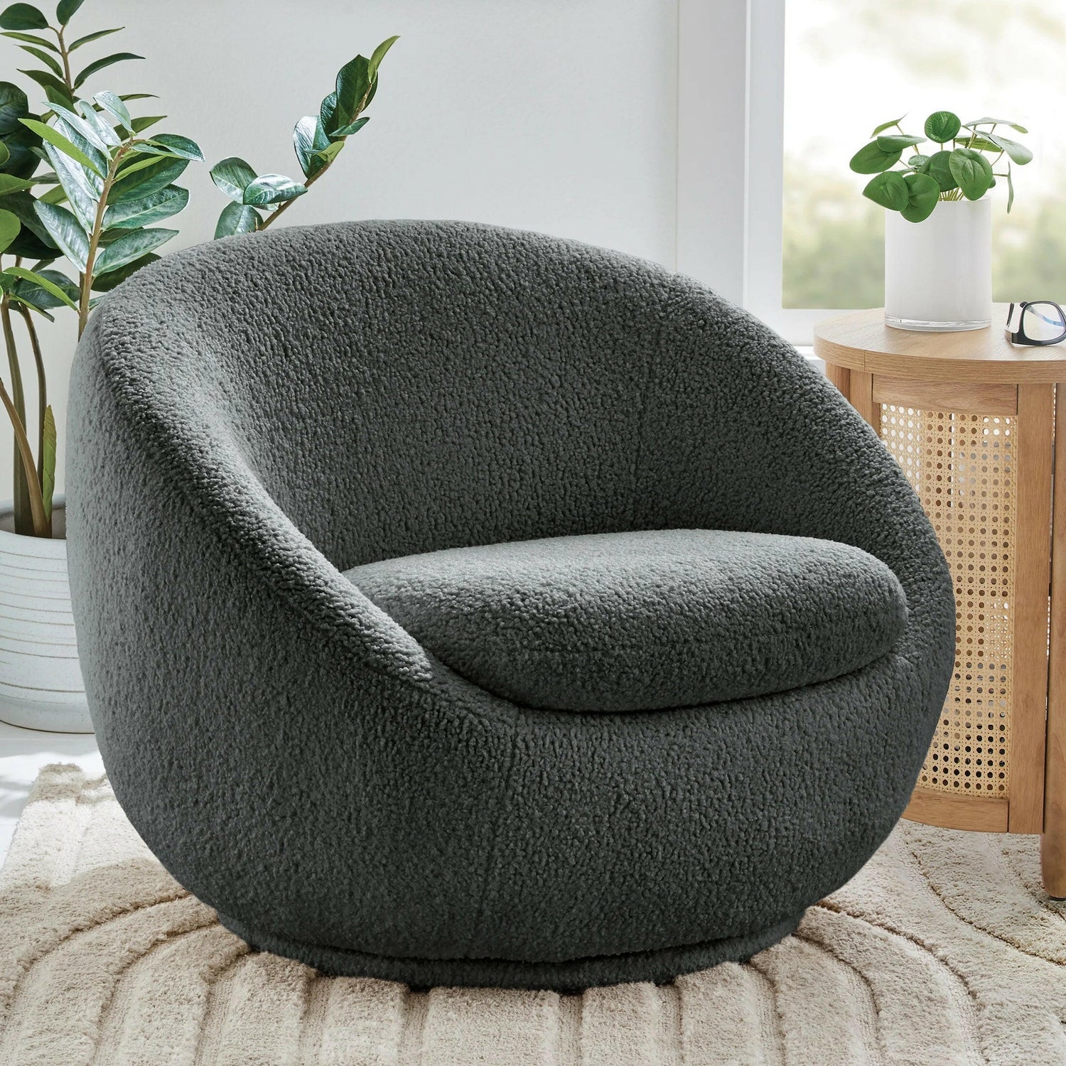 Mira Swivel Accent Chair, Cream