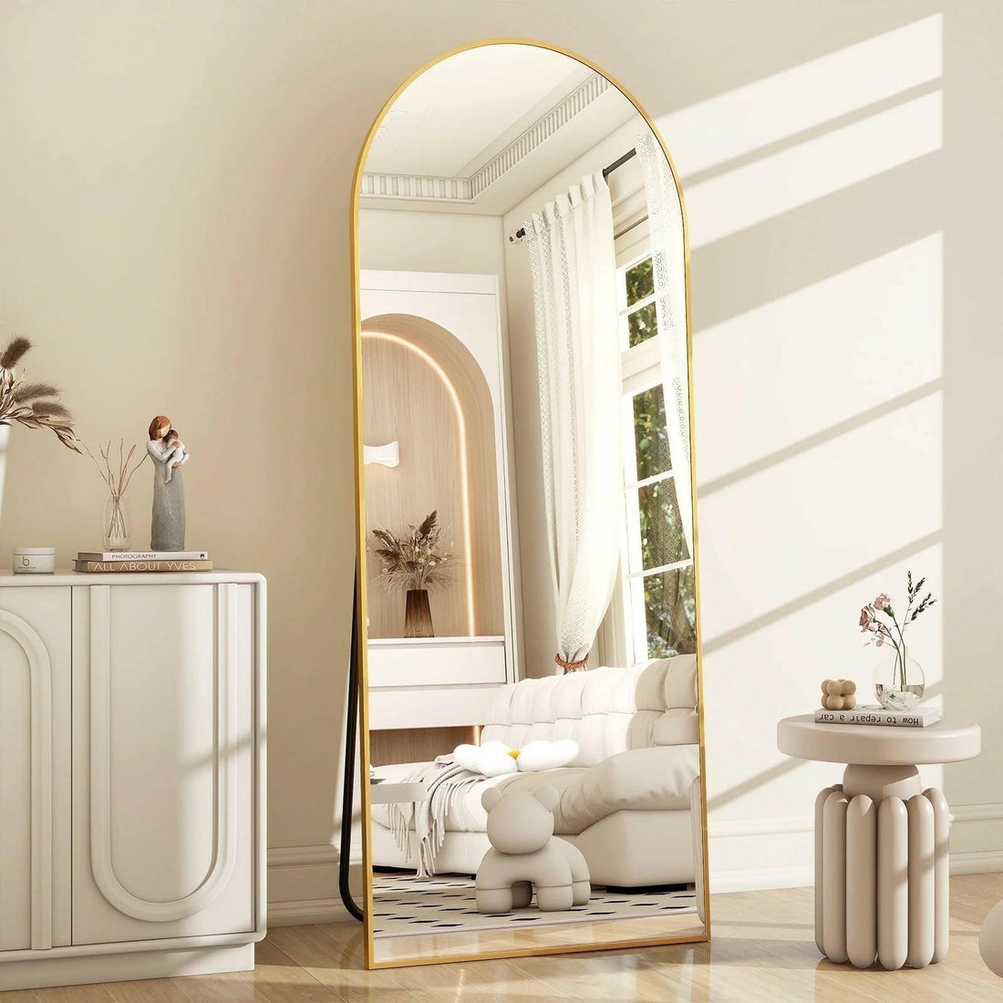 64&quot;X 21&quot; Full Length Mirror Arched Standing Floor Mirror Full Body Mirror, Gold