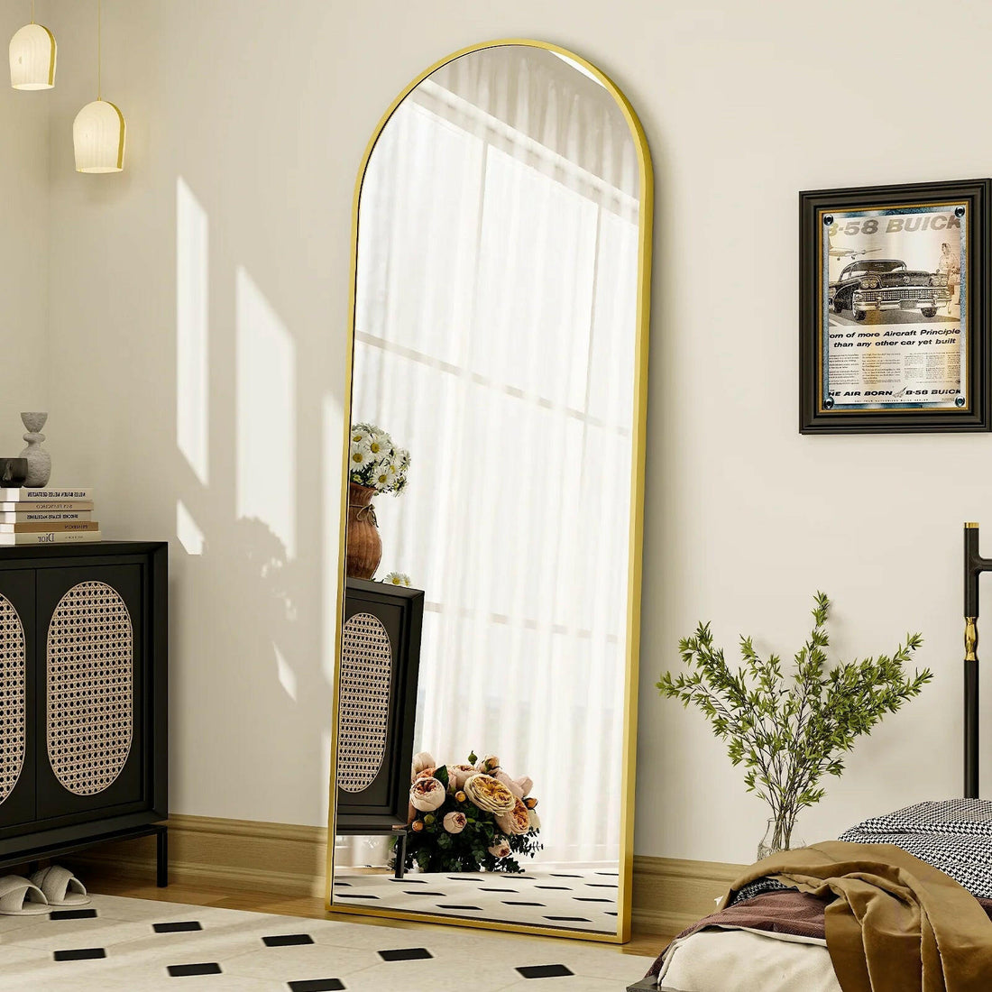 64&quot;X 21&quot; Full Length Mirror Arched Standing Floor Mirror Full Body Mirror, Gold