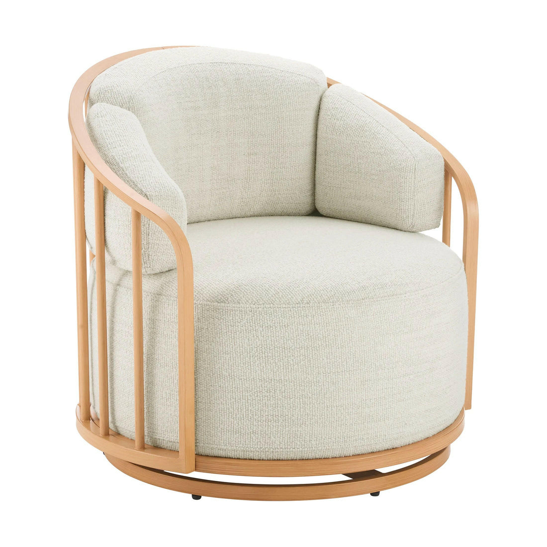 Lillian Swivel Birdcage Accent Chair, Cream Boucle