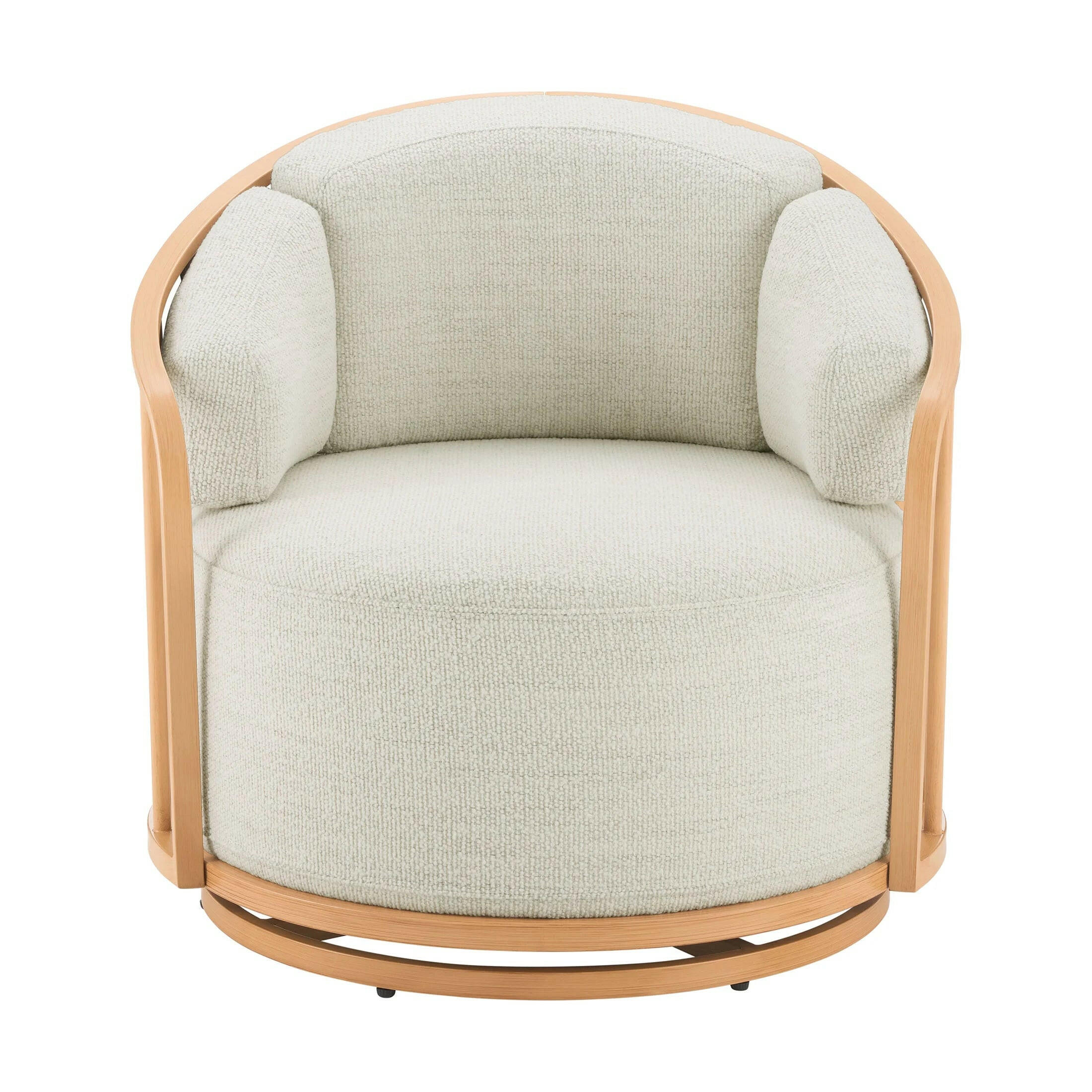 Lillian Swivel Birdcage Accent Chair, Cream Boucle