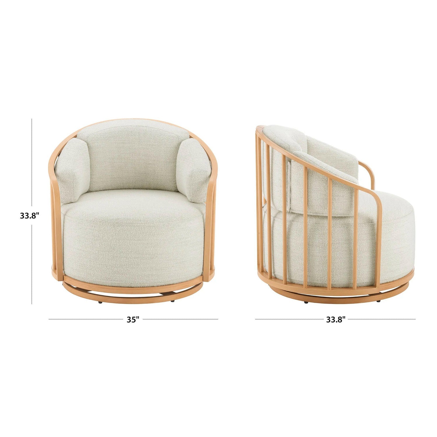 Lillian Swivel Birdcage Accent Chair, Cream Boucle