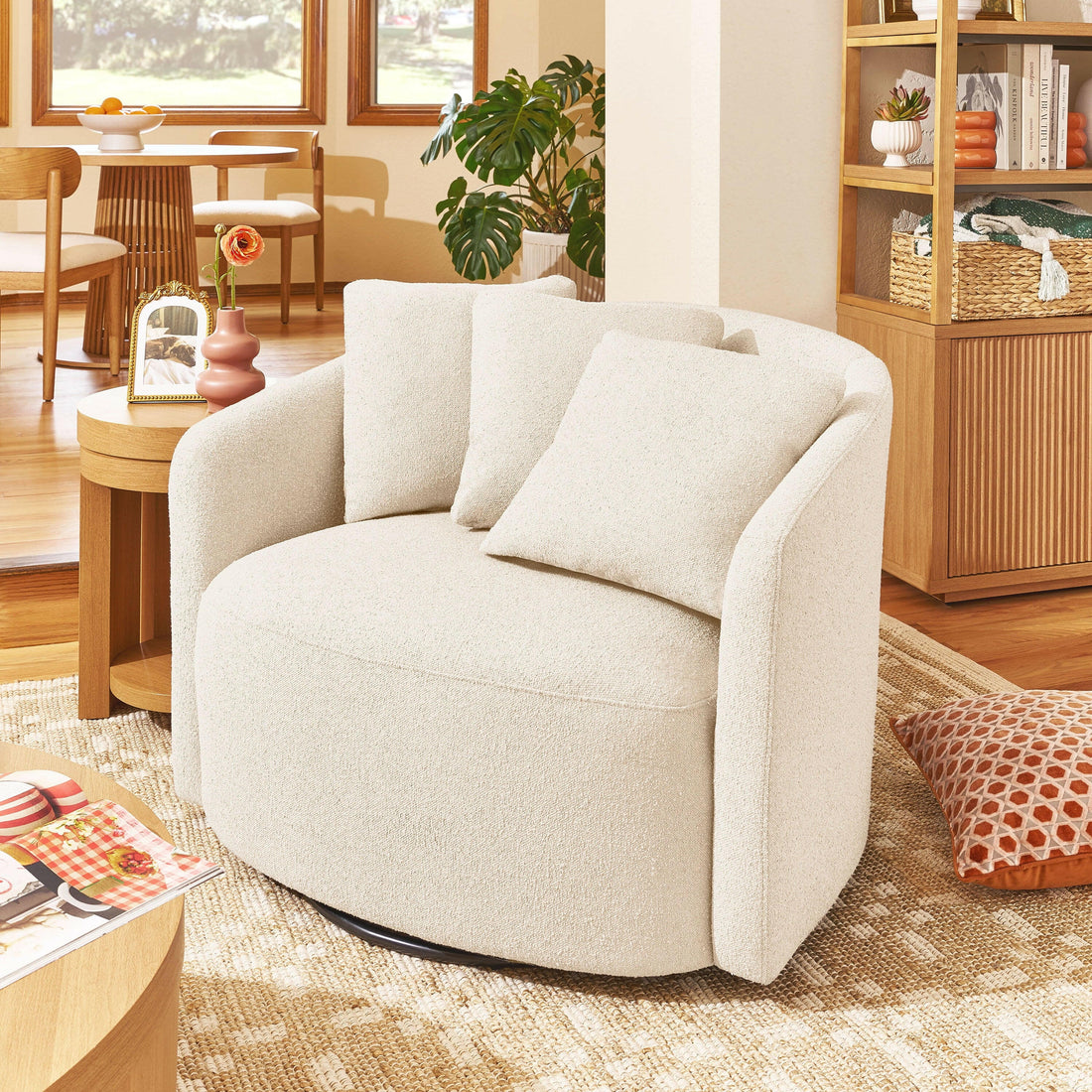 Drew Accent Chair by Drew Barrymore, Cream Boucle