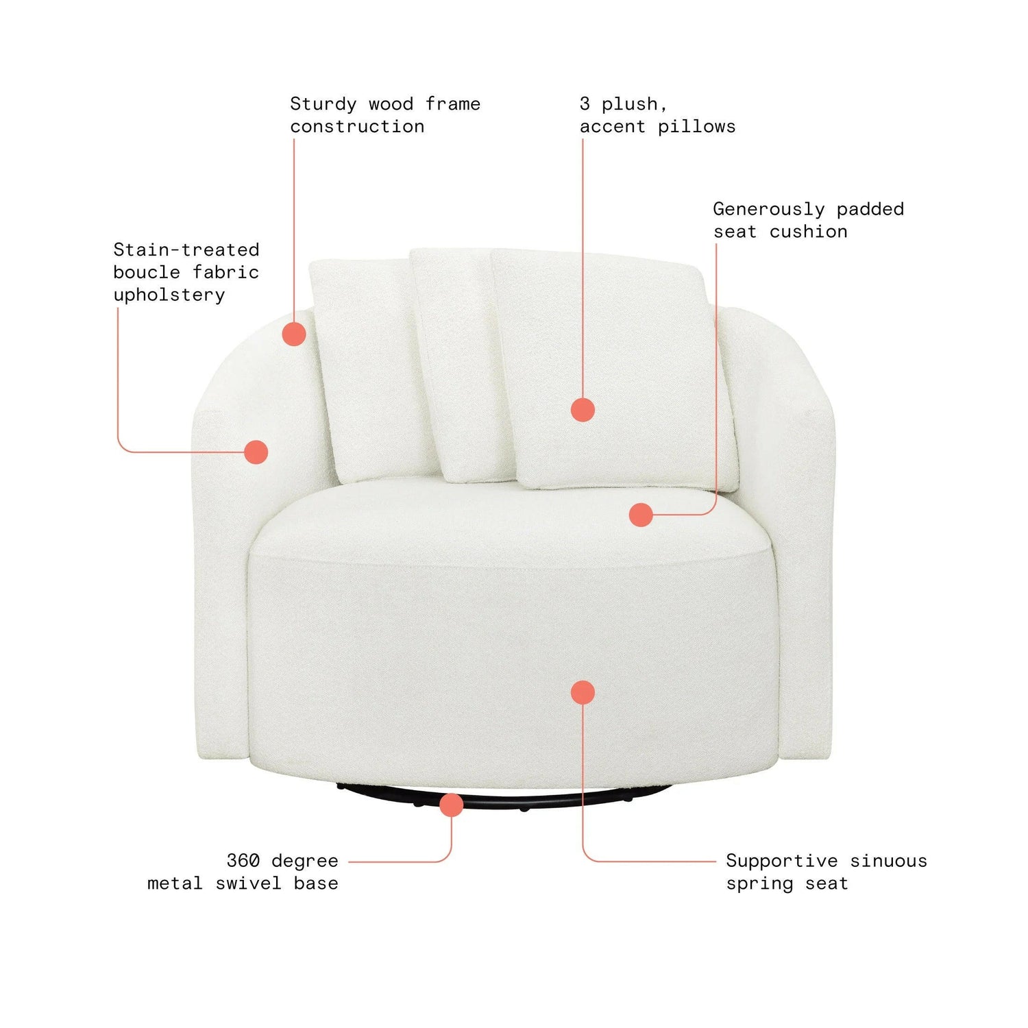 Drew Accent Chair by Drew Barrymore, Cream Boucle