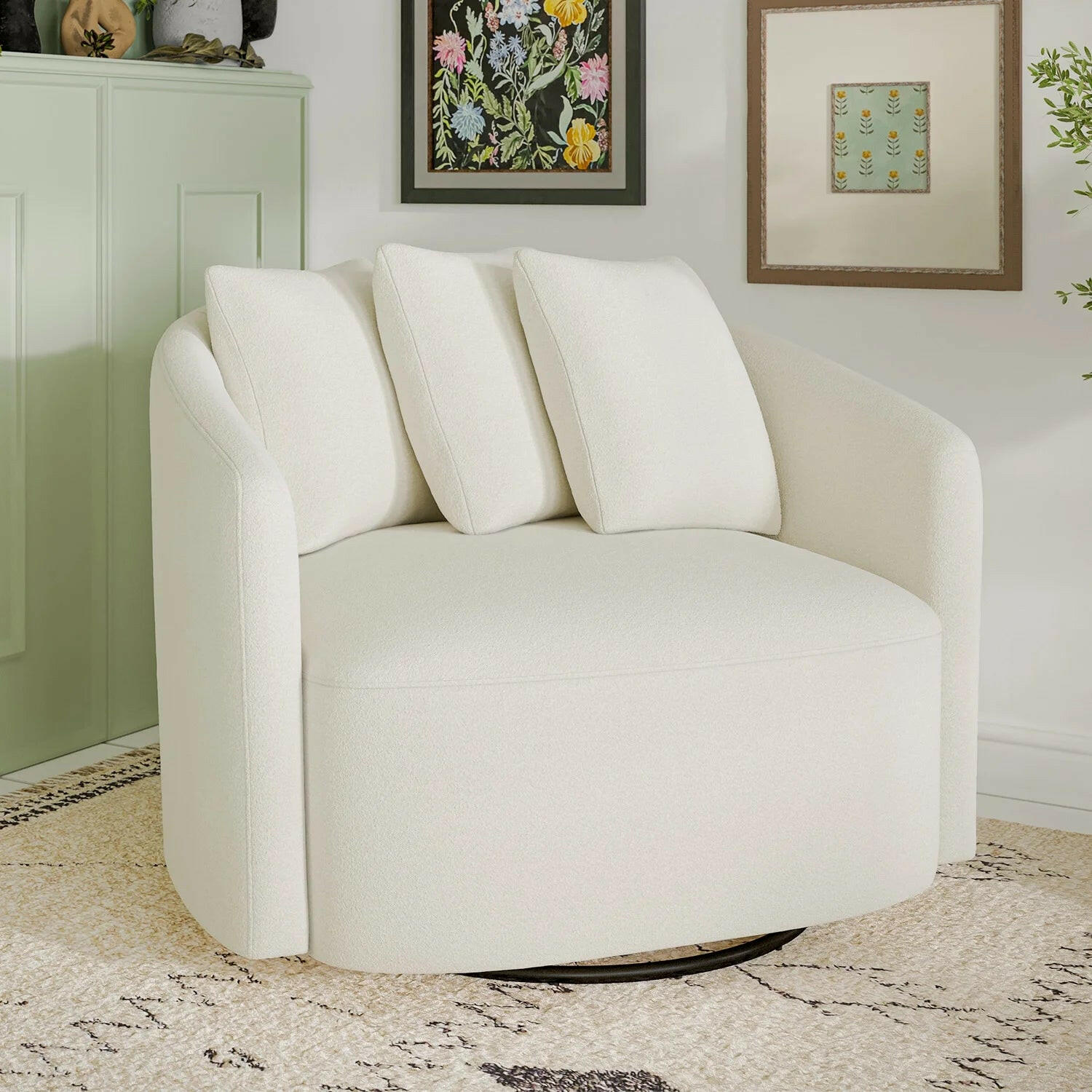 Drew Accent Chair by Drew Barrymore, Cream Boucle