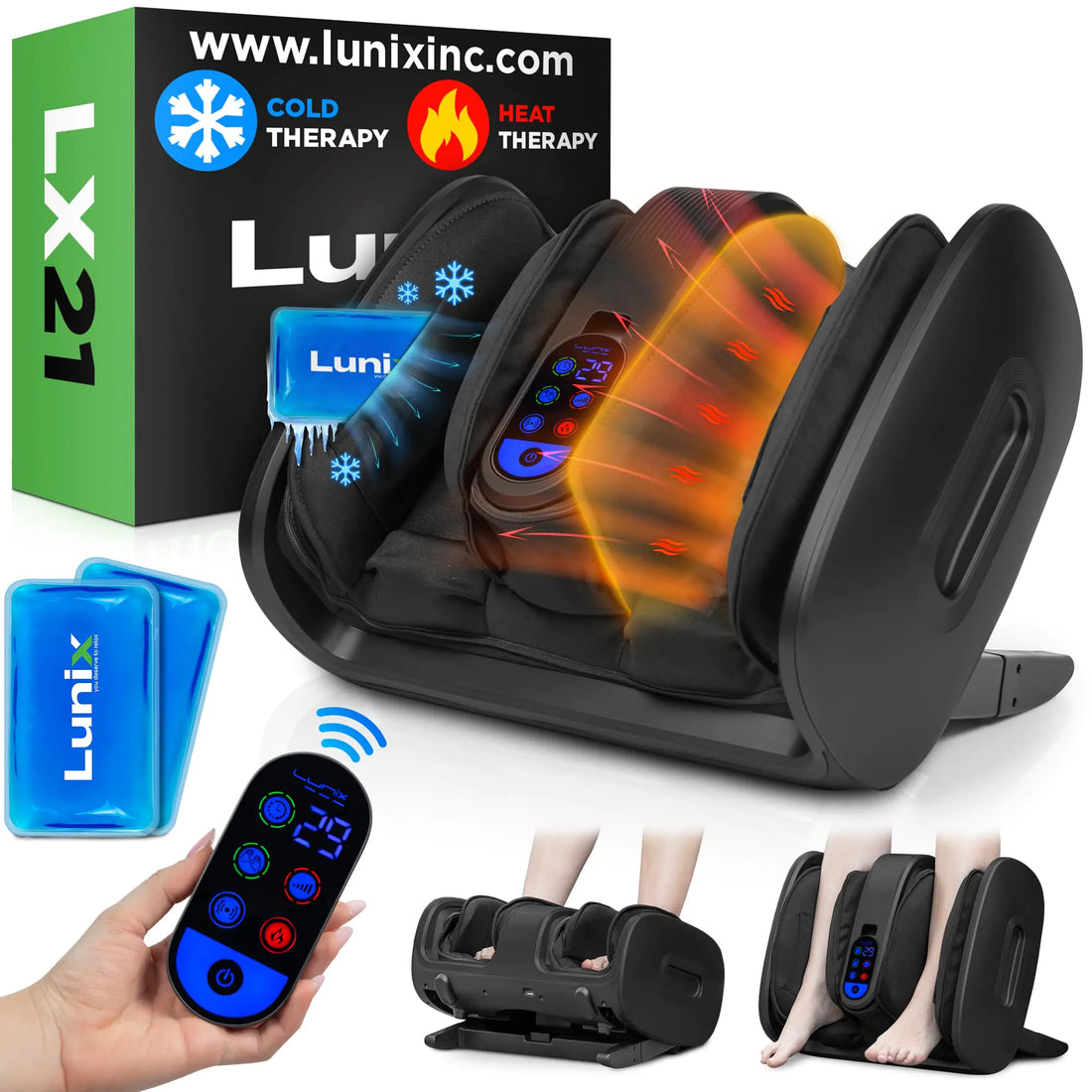 Lunix LX21 Feet Massager with Remote for Pain Relief and Circulation Shiatsu Foot Massager for Plantar Fasciitis and Neuropathy Foot and Calf Massager with Heat Ankle Massager Black - Mohammad collection