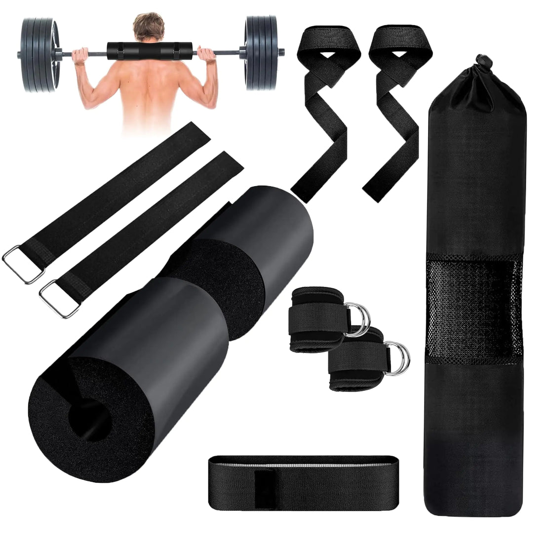 FitPro 9Pc Barbell Cushion Set with Gym Accessories - Mohammad collection