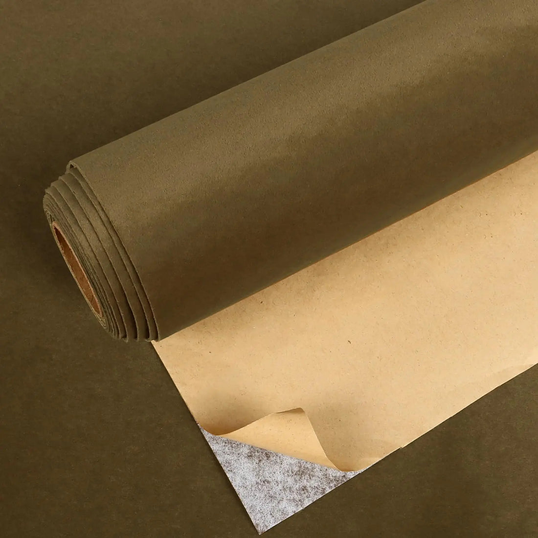 VEELIKE Olive Brown Velvet Adhesive Liner for DIY and Crafts 15.7x118 - Mohammad collection
