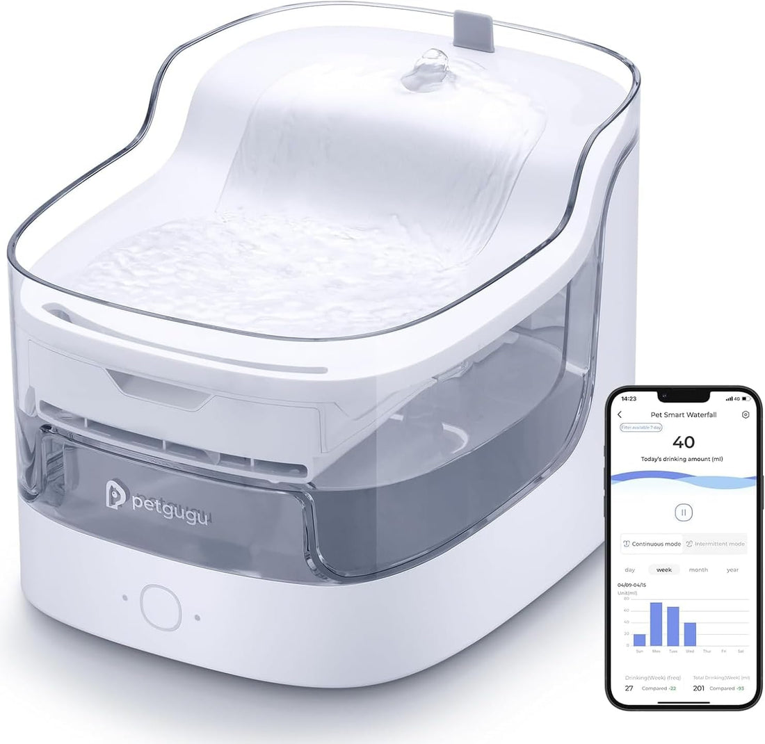 Cat Water Fountain for Drinking, 2L/68Oz Pet Water Dispenser for Cats Dogs, Wireless Pump Smart App Control 8 Layers Filtration Ultra-Quiet, 2.4G Wi-Fi Automatic Cat Stuff (PF1)