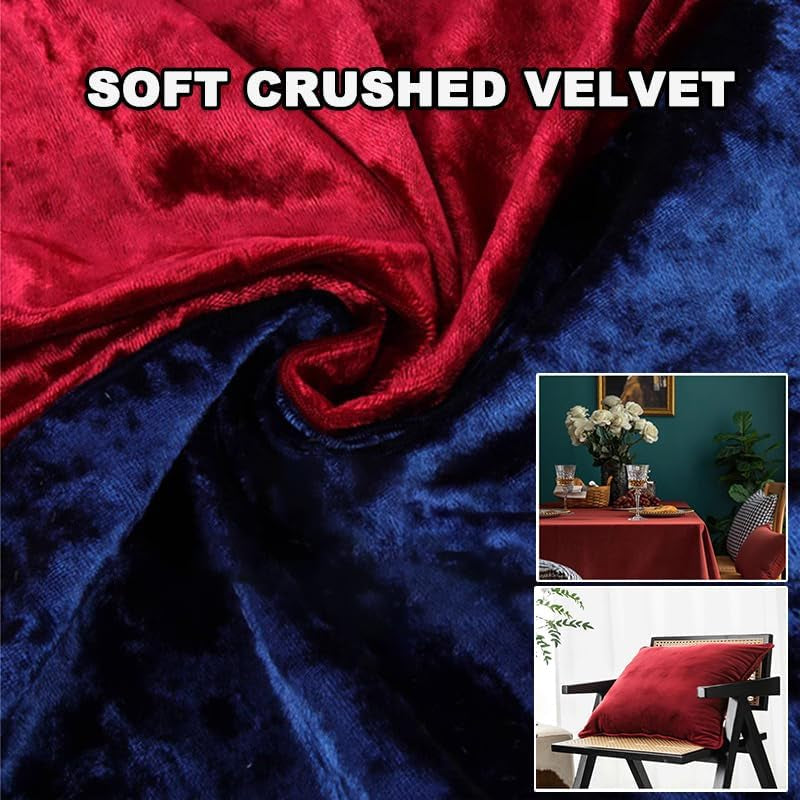 Stretch Crushed Velvet Fabric by Meter Soft Velvet Upholstery Fabric for DIY Crafts Sewing Clothes Apparel Costume Reupholster Sofa Chairs 100 * 160Cm (39 * 63In)(Color:Red)