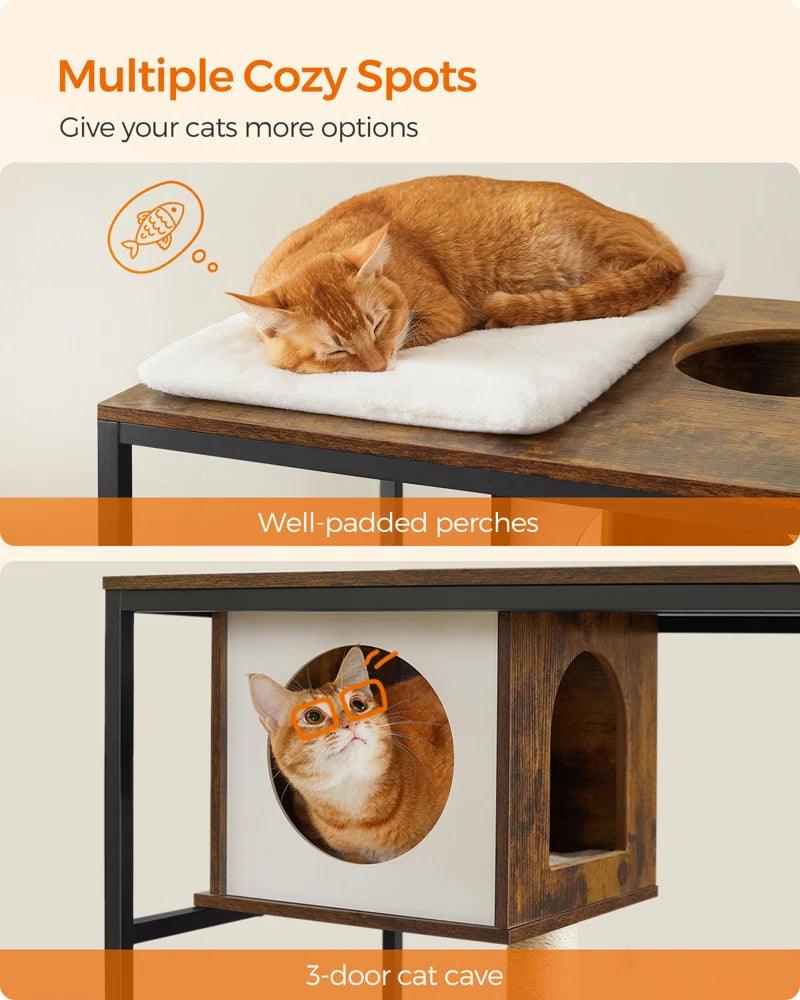 Kimmel 58&quot; Cat Condo with Litter Box Enclosure and Elevated Bowls