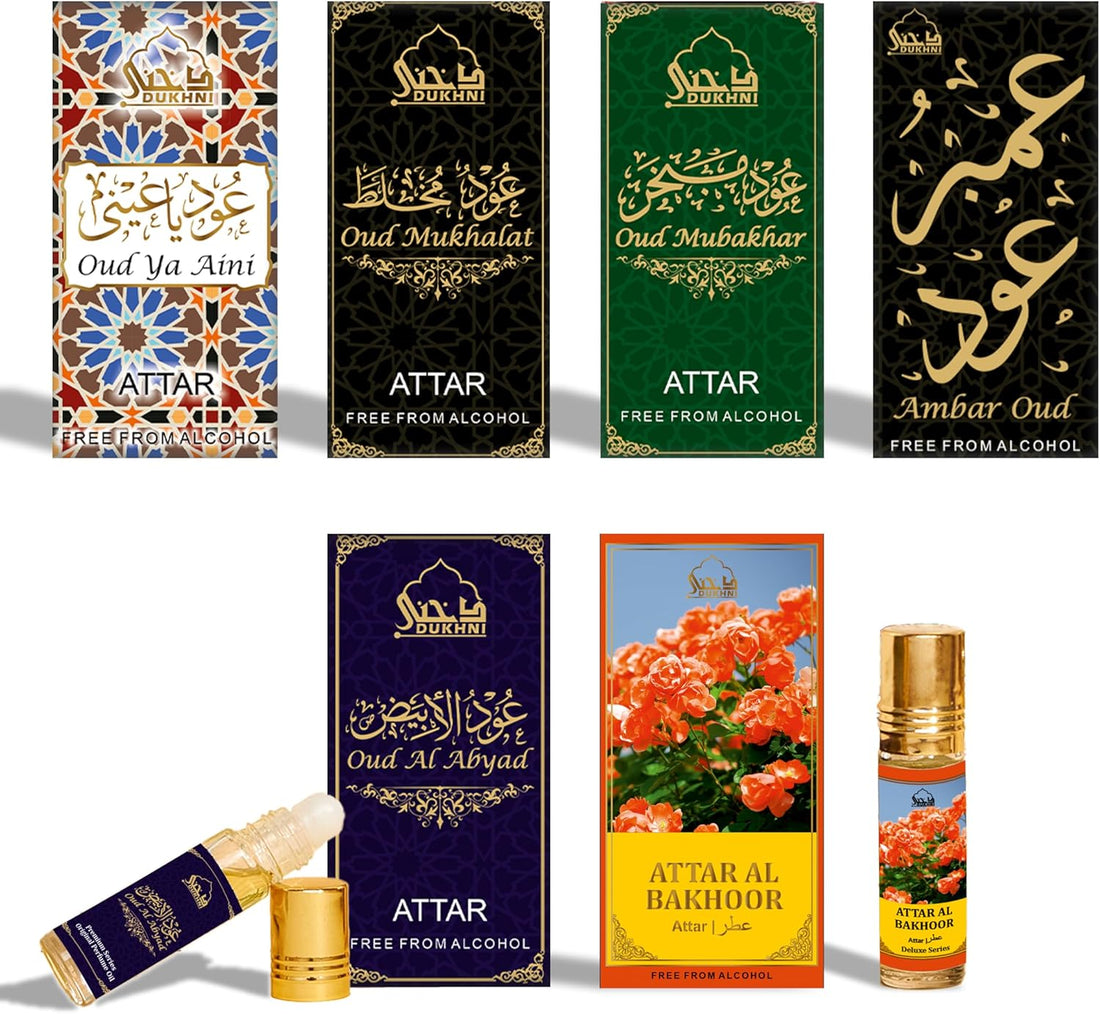 Maamoul Attar Oil Set by  | العطار العربي | Arab Perfume Oils for Men and Women | 6 Assorted Scents X 6Ml | Arabian Oud Oil Fragrances | Sampler Gift Set, Halal &amp; Vegan Islamic Scents