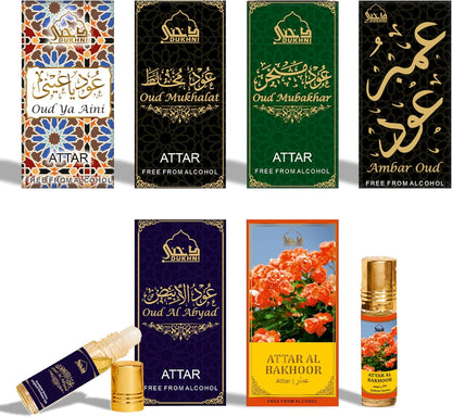 Maamoul Attar Oil Set by  | العطار العربي | Arab Perfume Oils for Men and Women | 6 Assorted Scents X 6Ml | Arabian Oud Oil Fragrances | Sampler Gift Set, Halal &amp; Vegan Islamic Scents
