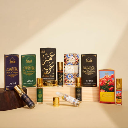 Maamoul Attar Oil Set by  | العطار العربي | Arab Perfume Oils for Men and Women | 6 Assorted Scents X 6Ml | Arabian Oud Oil Fragrances | Sampler Gift Set, Halal &amp; Vegan Islamic Scents