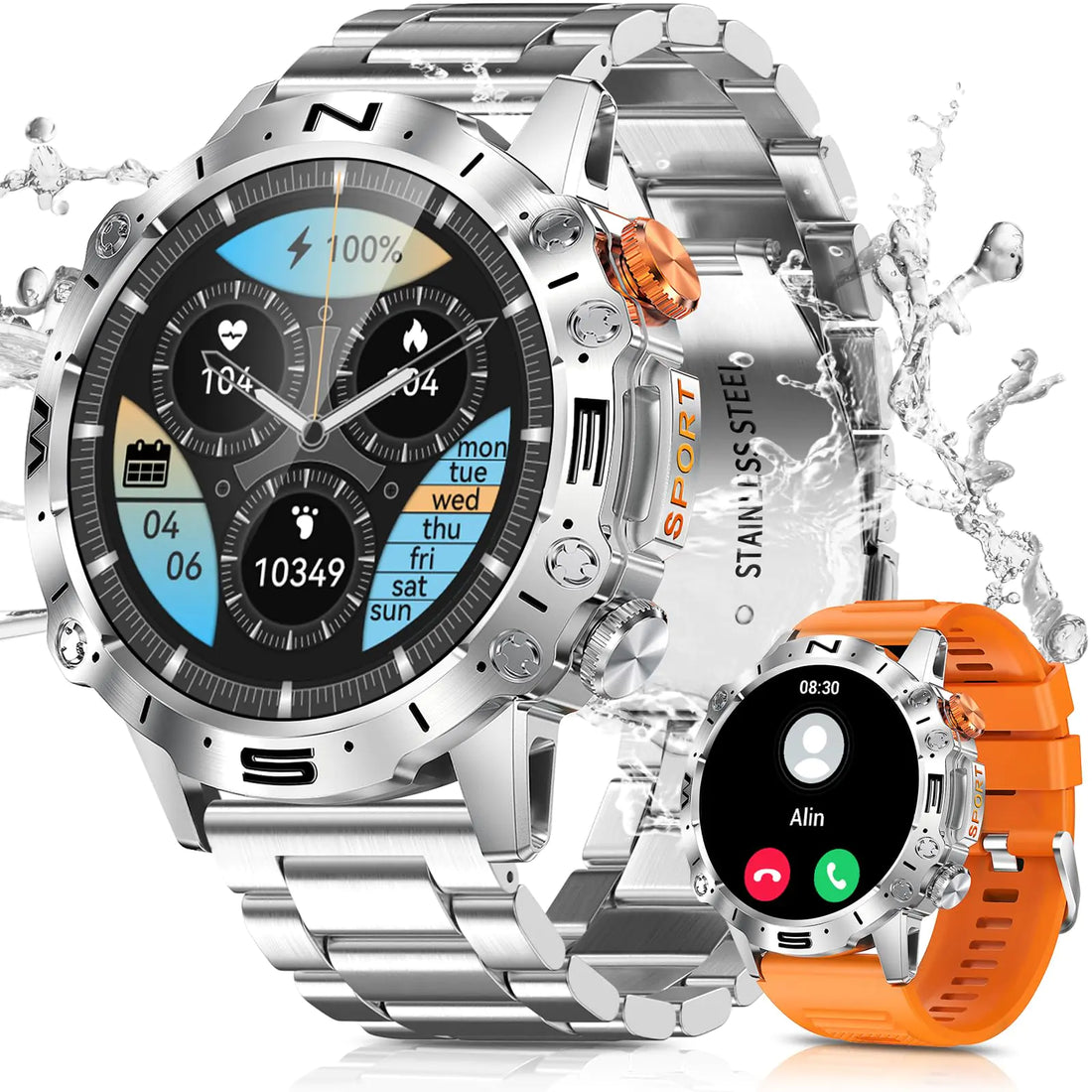 PODOEIL Military Smart Watches for Men with 1.43 AMOLED Screen Sports Tracking/Waterproof Tactical Smartwatch Compatible for Android iPhone - Mohammad collection