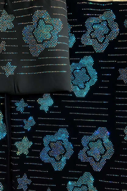 Luxury Velvet Stone Work Fabric  4 Royal Colors |Embellished with Rhinestones for Dresses &amp; Occasions&quot; - Mohammad collection